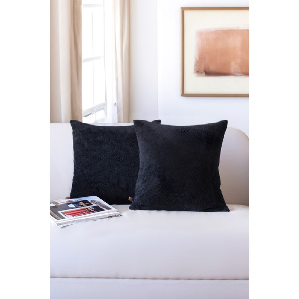 Hamur Iskandinav Bohem 2 Li Teddy Puffy Kırlent Kılıfı Siyah - 43 x 43 cm Kırlent / Mobilya Yastığı Fiyatı