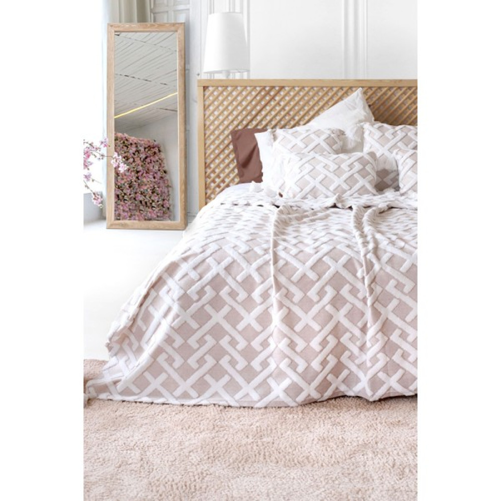 Hamur Iskandinav Yatak Örtüsü Seti Çift Kişilik Set Bohem Punch Panç Desen Elda Bej - 230 x 240 cm Yatak Örtüsü Fiyatı
