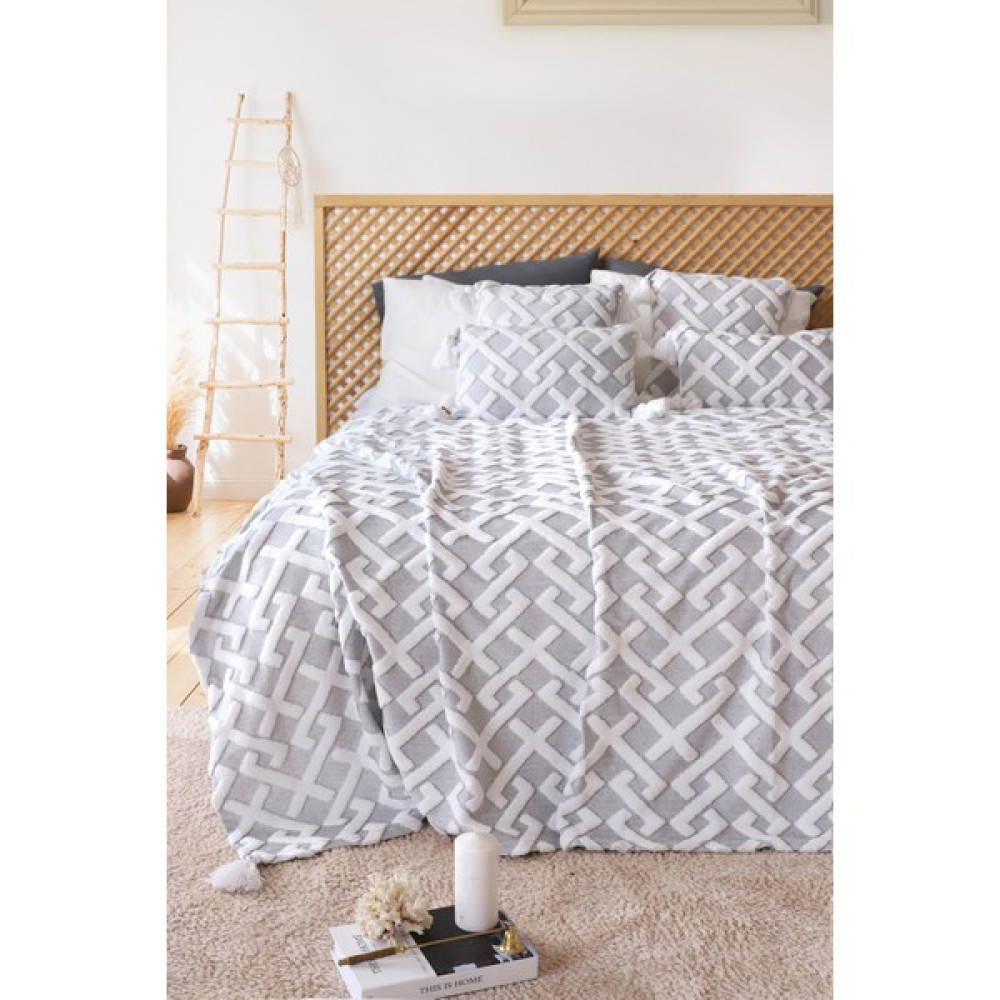 Hamur Iskandinav Yatak Örtüsü Seti Çift Kişilik Set Bohem Punch Panç Desen Elda Gri - 230 x 240 cm Yatak Örtüsü Fiyatı