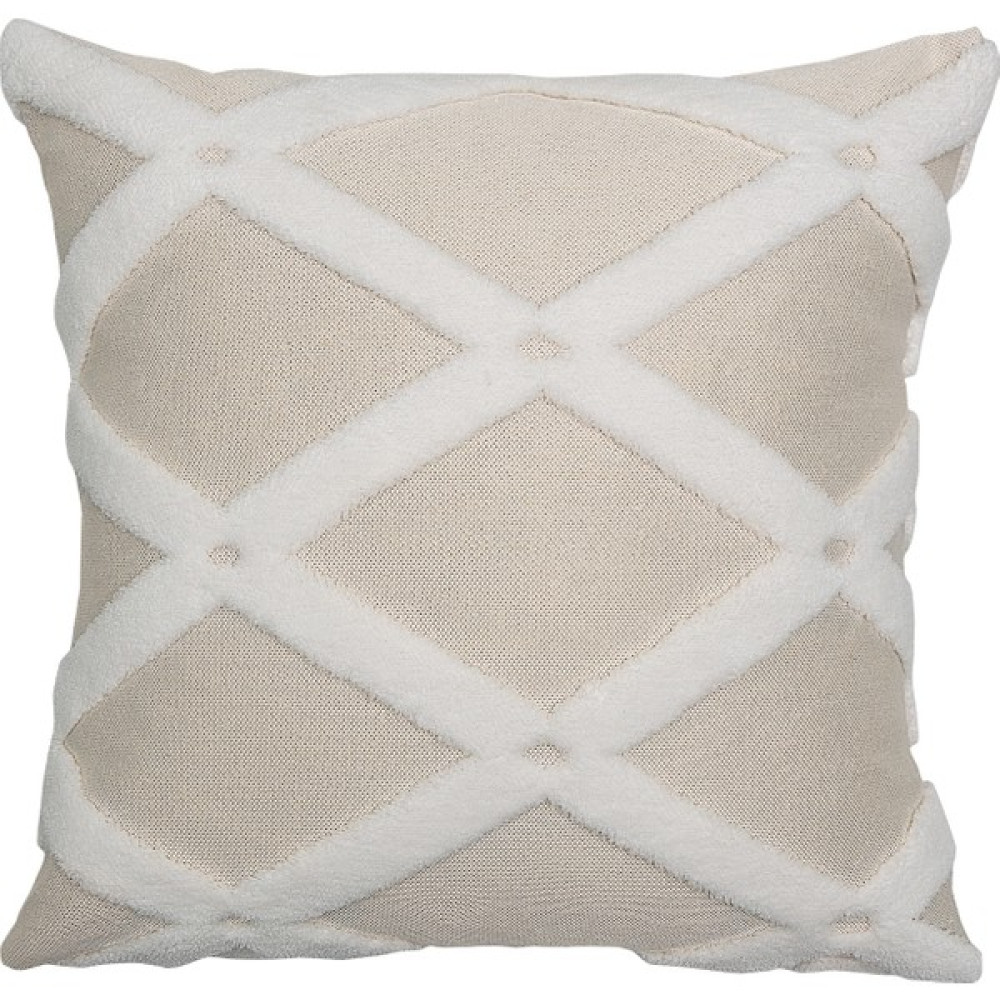 Hamur Özel Tasarım Jakar Desenli Dekoratif Yastık Kırlent Kılıfı Bella Ekru 43 x 43 cm - Krem Kırlent / Mobilya Yastığı Fiyatı