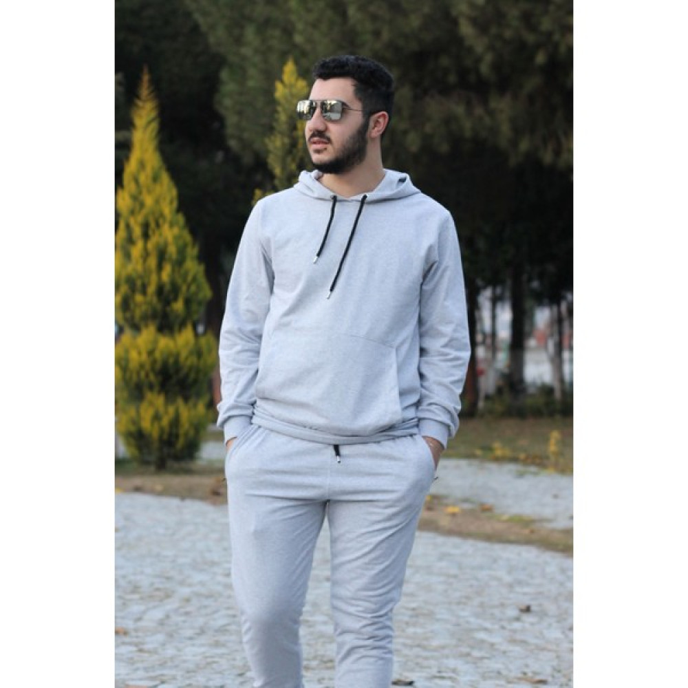 Han Elegant Kapüşonlu Kanguru Cepli Pamuklu Erkek Eşofman Takımı Erkek Eşofman Fiyatı