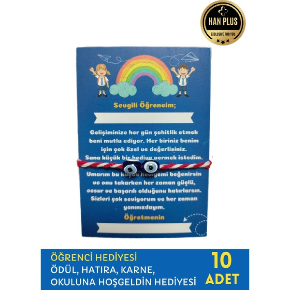 Han Plus Öğrenci Hediyesi, Marteniçka Nazar Boncuğu Bileklik Karne Okuluna Hoşgeldin Motivasyon Hediyesi Saat ve Bileklik Aksesuarı Fiyatı