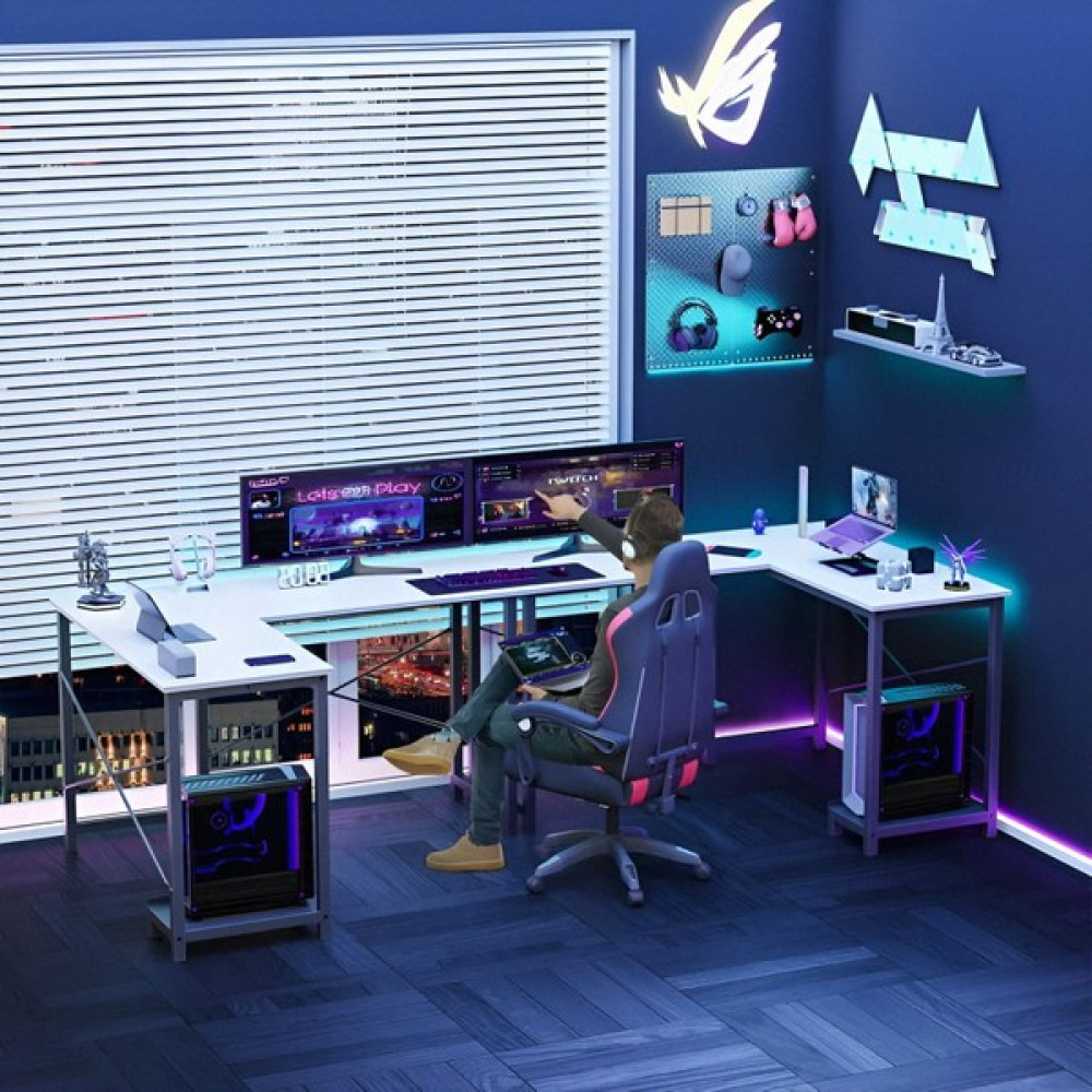 Hançer Oyuncu Masası , Gaming Masa , Gamer Masası 230CM - Beyaz Bilgisayar Masası Fiyatı