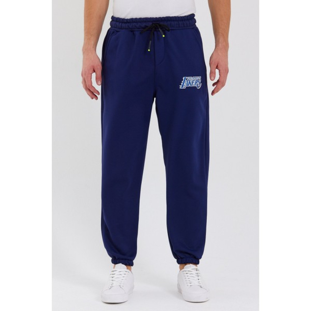Hanclo Unisex La Lakers Baskılı Lacivert Scuba Şardonlu Kumaş Oversize Eşofman Altı Kadın Eşofman Fiyatı