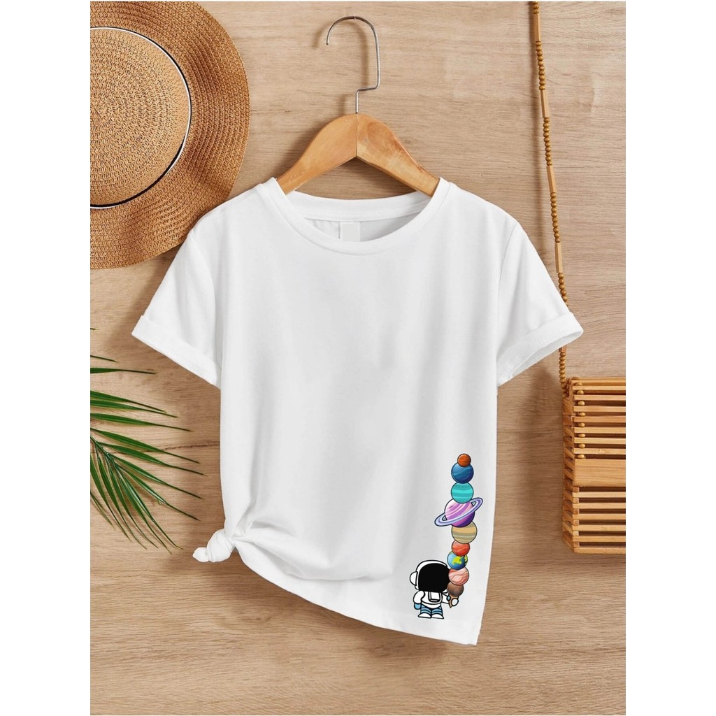 Hanclo Ünisex Rahat Kalıp Pamuklu Baskılı Beyaz Çocuk T-Shirt Giyim & İç Giyim Fiyatı