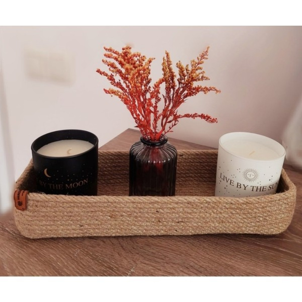 Hand Made Hasır Mumluk Düzenleyici Hasır Sepet - Kahverengi Sepet Fiyatı
