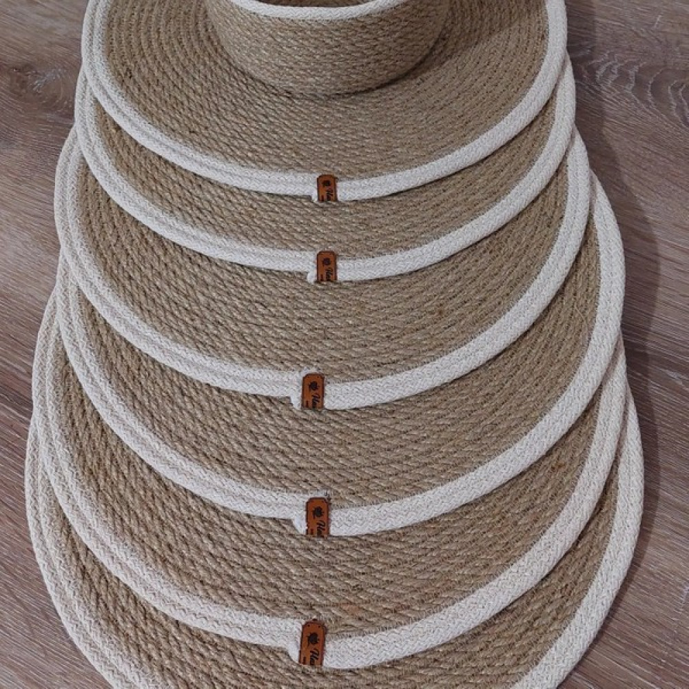 Hand Made Hasır Supla Takımı - Kahverengi - Krem - 33 x 33 cm Amerikan Servis Fiyatı