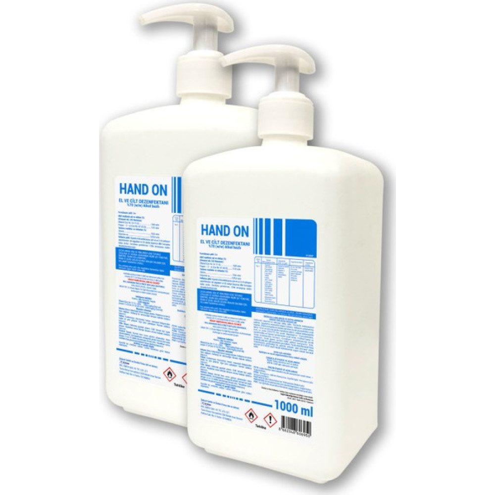 Hand On El ve Cilt Dezenfektanı 1000 ml 2ADET - 2 lt Hijyen ve Temizlik Fiyatı