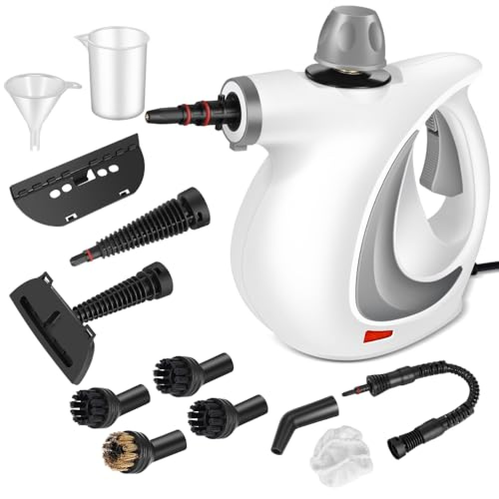 Handheld Pressurized Steam Cleaner with 12 pcs Accessories, Portable Steamer for Cleaning, Steam Cleaner for Home Use, Steamer for Cleaning Car, Furniture, Floor, Upholstery, Grout and Tile, Deep Gray