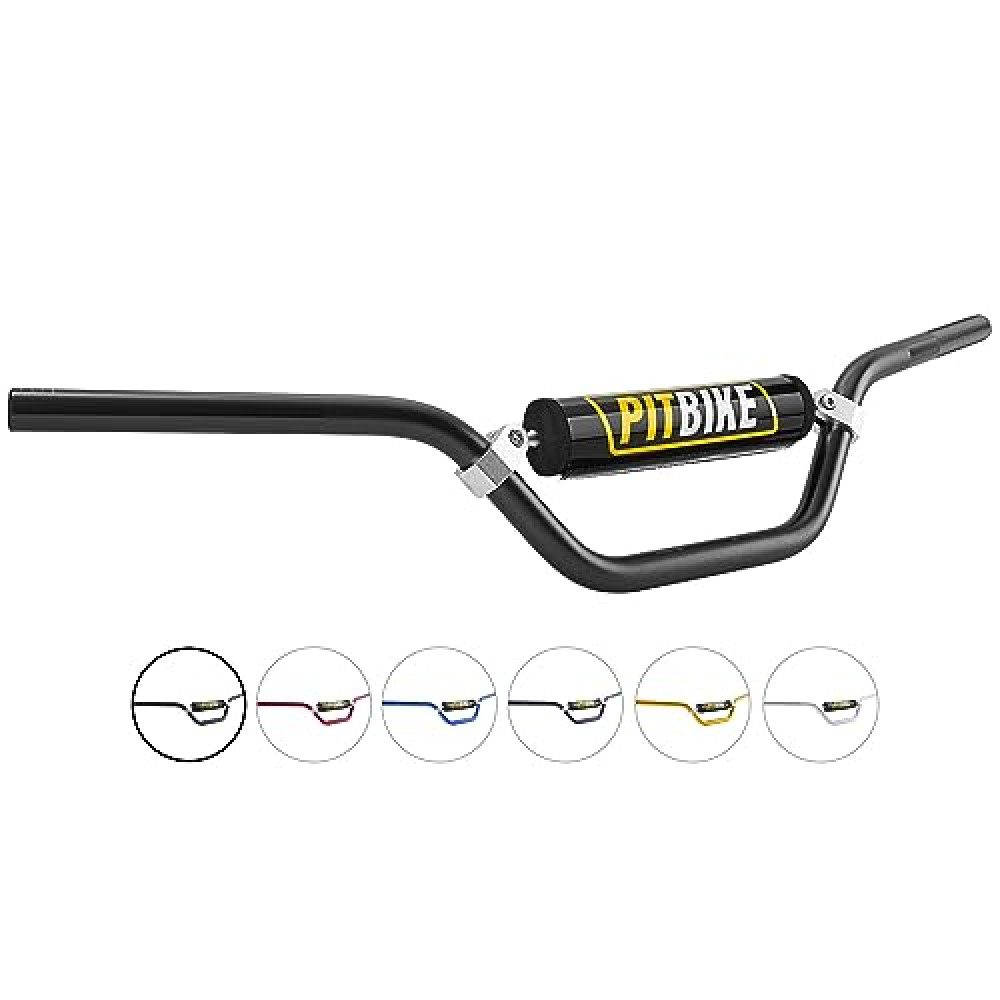 Handlebars 7/8 Inch for Motorcycle,RUTU Upgraded Universal Dirt Bike Handle Bar with Crossbar Pad Mid-Rise Mini Bike Pit Bike Handlebar for Motocross ATV Quad - Black