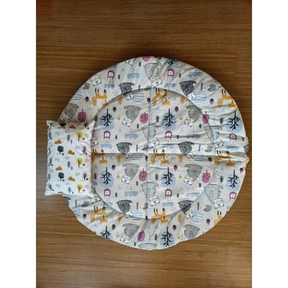 Handmade Hardal Çift Taraflı Ayı ve Tilkili 100CM Oyun Matı, Çok Amaçlı Oyun Matı - 100 x 100 cm Oyuncak Fiyatı