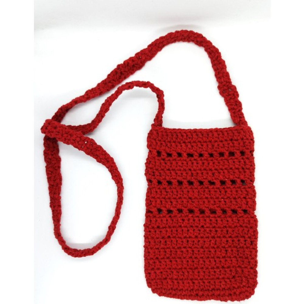 Handmade Kırmızı El Örgüsü Telefon Çantası Askılı Mini Çanta Bayan Çanta ve Cüzdan Fiyatı