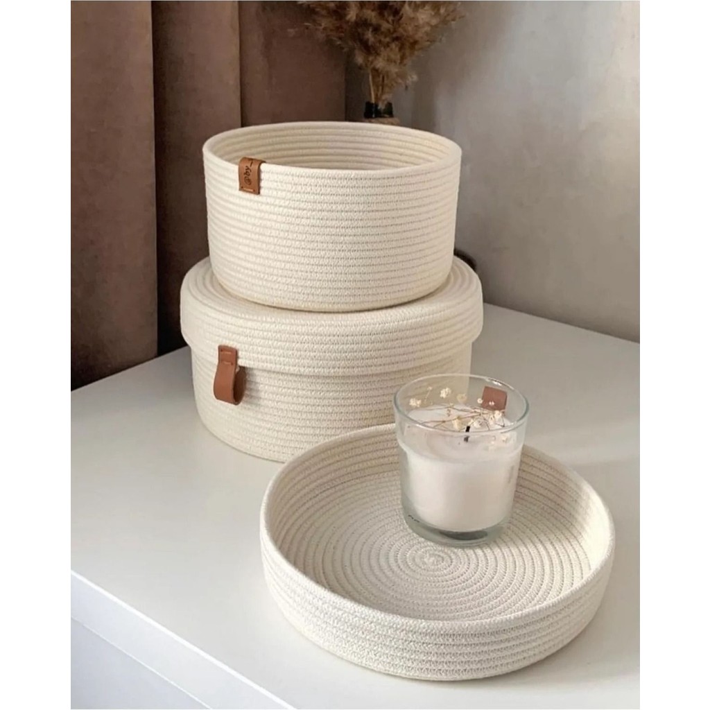 HandMadeSNM Beyaz Pamuk İpi Hasır Sepet Takımı - 2'li Kapaklı Düzenleyici Set - 22x12 cm ve 18x10 cm SSD / Solid State Drive Fiyatı