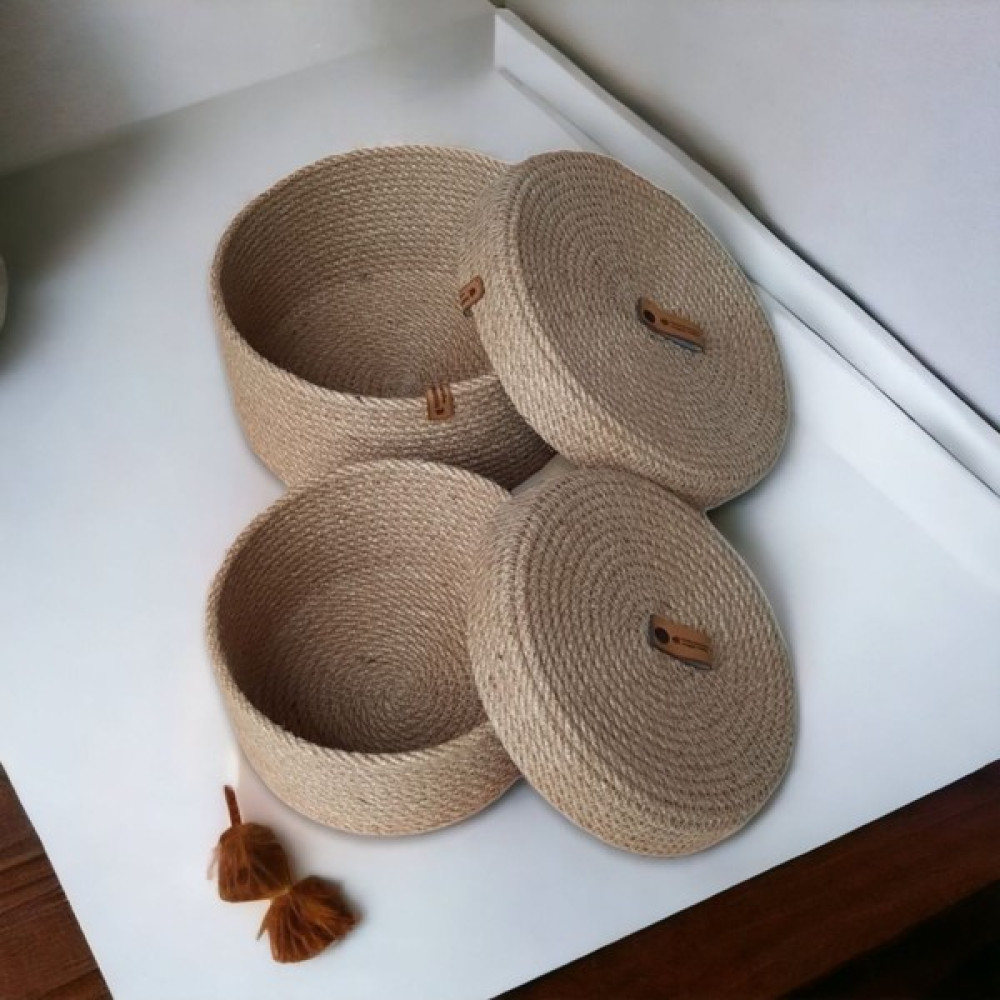HandMadeSNM El Yapımı Hasır Dekoratif Sepet Takımı, Kapaklı Sepet 2 Li Sepet Fiyatı