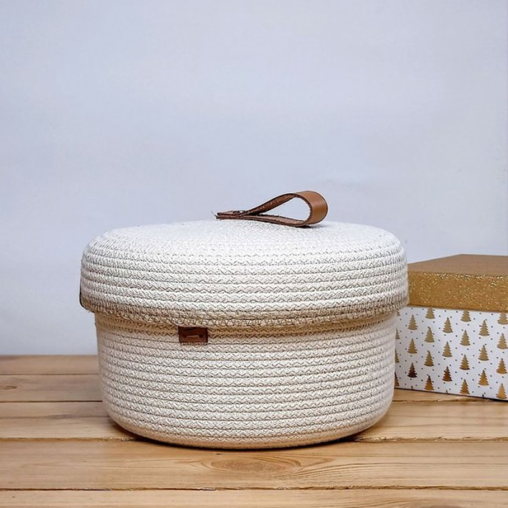 HandMadeSNM Handmade Snm El Yapımı Dekoratif Sepet - 20 cm - Ekru Sepet Fiyatı