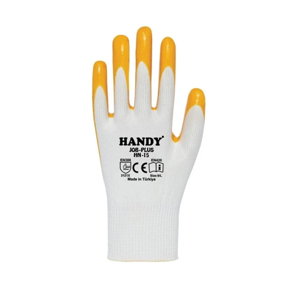 Handy Job Plus Hn-15 Sarı-Beyaz Nıtrıl Eldıven İş Eldiveni Fiyatı