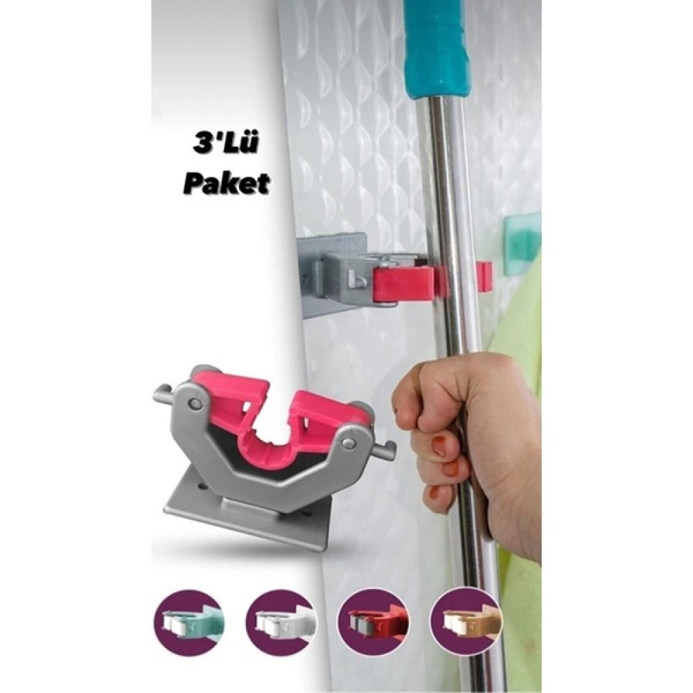 Hane216 3'lü Paspas Süpürge Fırça ve Mop Askısı , Çok Amaçlı Sap Tutucu , Mutfak Banyo Askısı Banyo Askılık Fiyatı