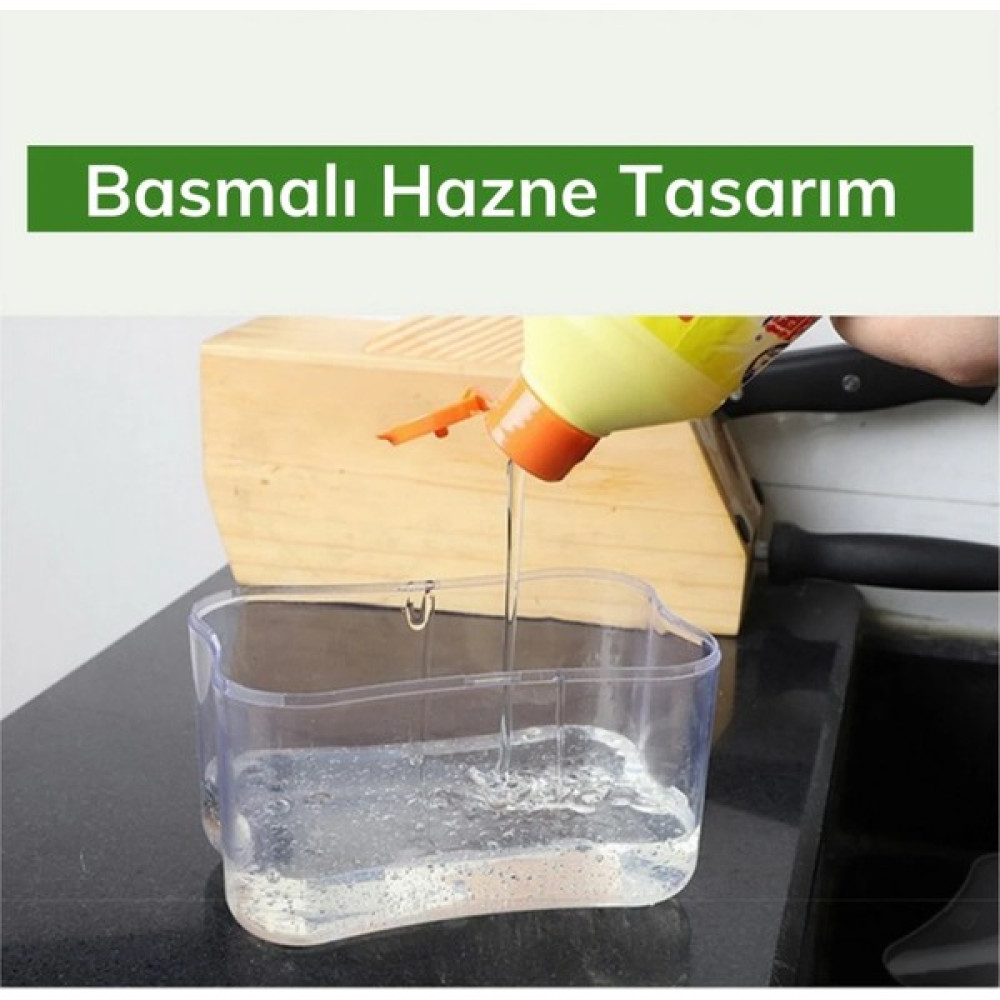 Hane216 Pompalı Sünger Hazneli Sıvı Sabunluk Basmalı Bulaşık Deterjanlığı ve Sünger Sabunluk Fiyatı