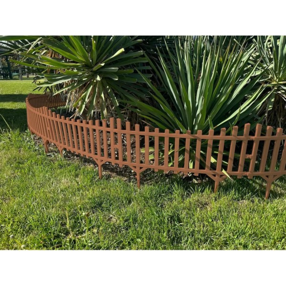 Hanedanev 10 Adet Dekoratif Mini Bahçe Çiti Yeni Tasarım Esnek Plastik Çit Peyzaj Koruma Çit 58-36 cm - Kahverengi Bahçe Çiti Fiyatı