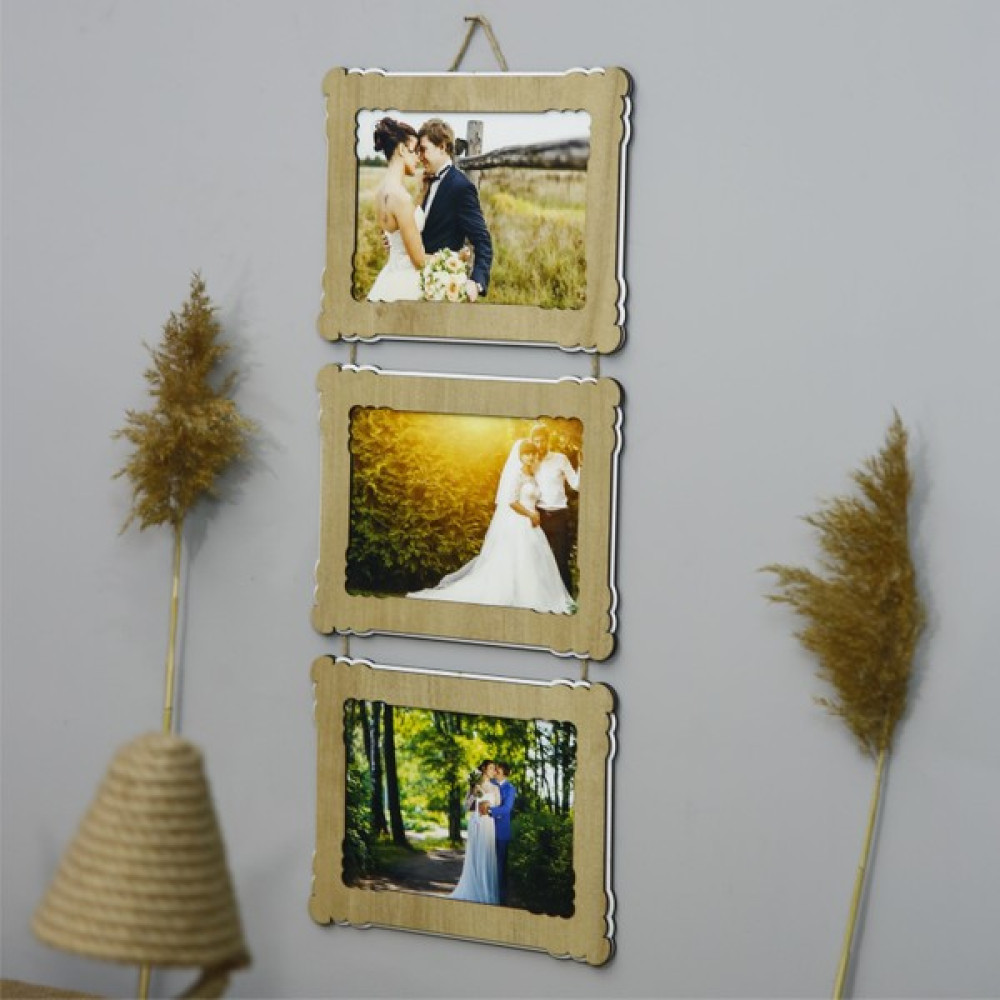 Hanem Grup Ahşap 3'lü 15X21 cm Ipli Fotoğraf Askılı Yatay Resim & Fotoğraf Çerçevesi Fiyatı