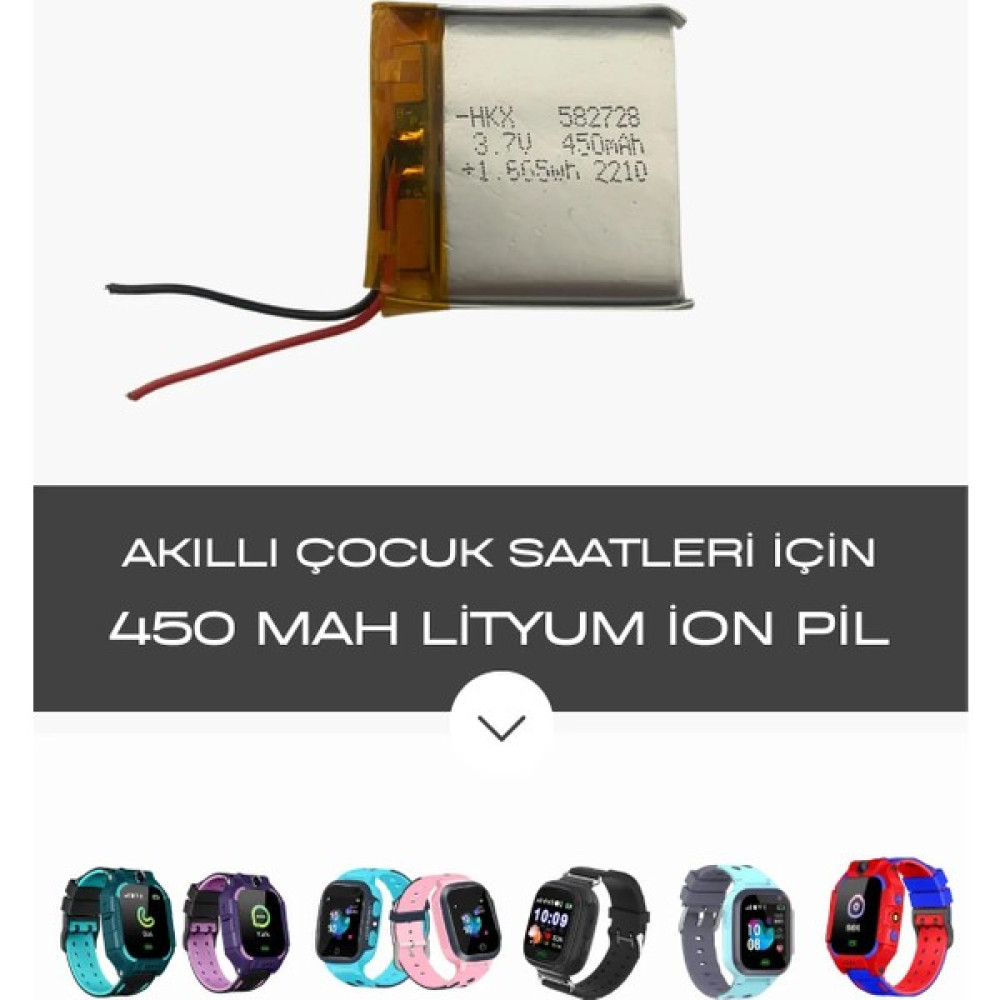 Hangarex Akıllı Çocuk Saati Pili 450 Mah 3,7 V Lityum Saat Pili Diğer Fiyatı