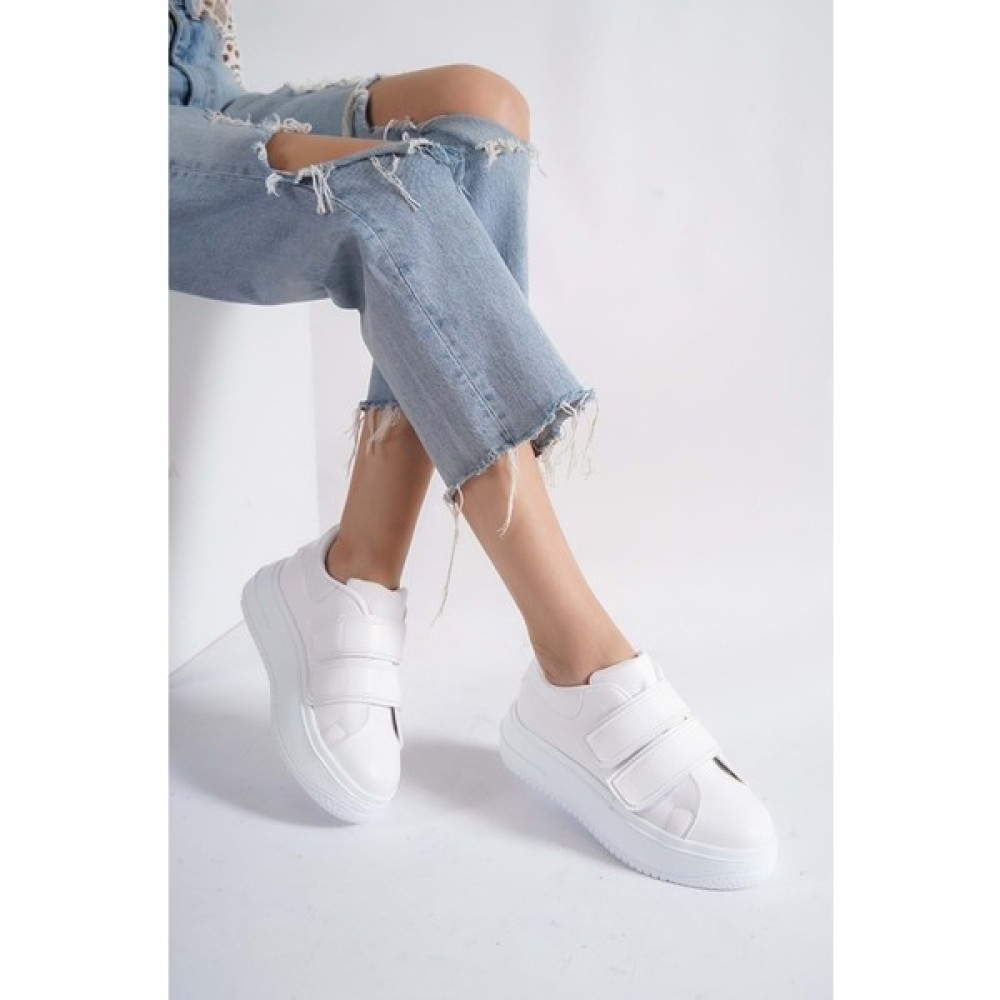 Hanlife Kadın Cırt Cırtlı Yüksek Taban Sneaker Spor Ayakkabı BK022 Beyaz Spor Ayakkabı Fiyatı
