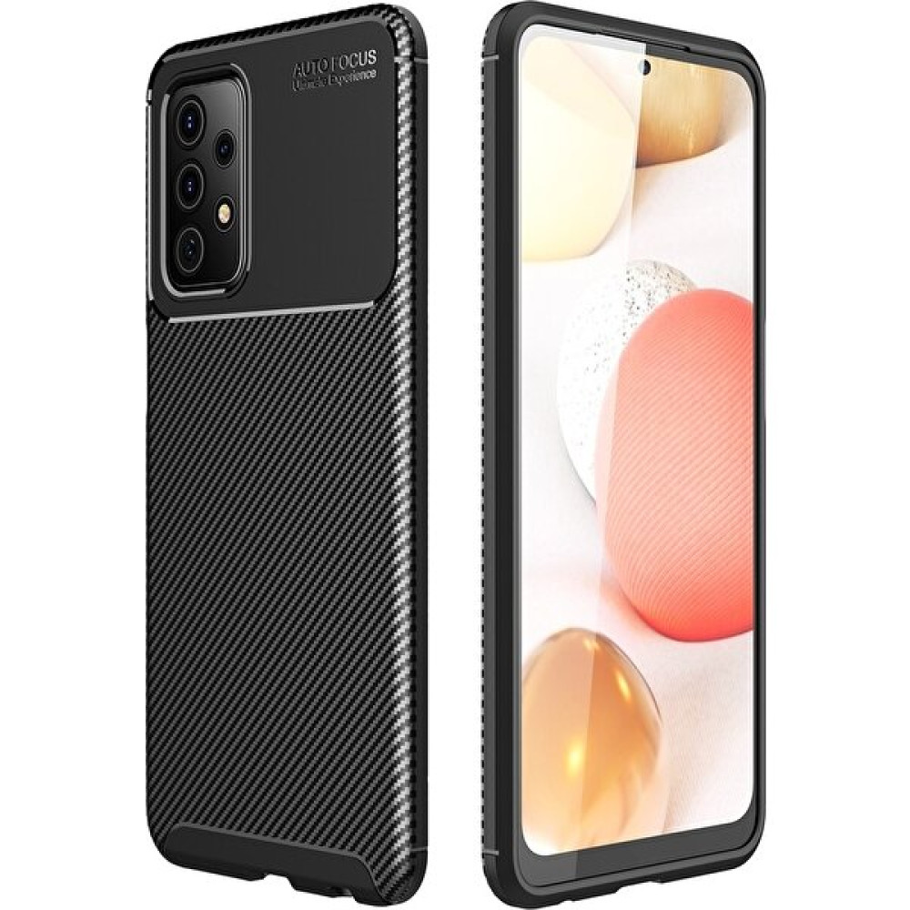 HANPORIUM Samsung Galaxy A72 Kılıf Karbon Desenli Tasarım Tam Koruma Silikon Kapak - Siyah Cep Telefonu Kılıfı Fiyatı