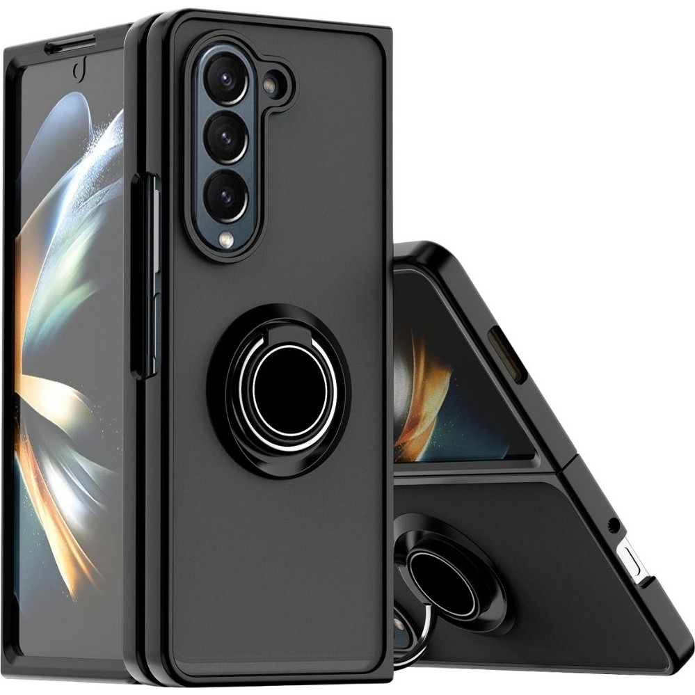 HANPORIUM Samsung Galaxy Z Fold 7 Uyumlu Kılıf Yüzüklü Standlı Extra Darbe Koruma Sert Silikon Kapak - Siyah Cep Telefonu Kılıfı Fiyatı