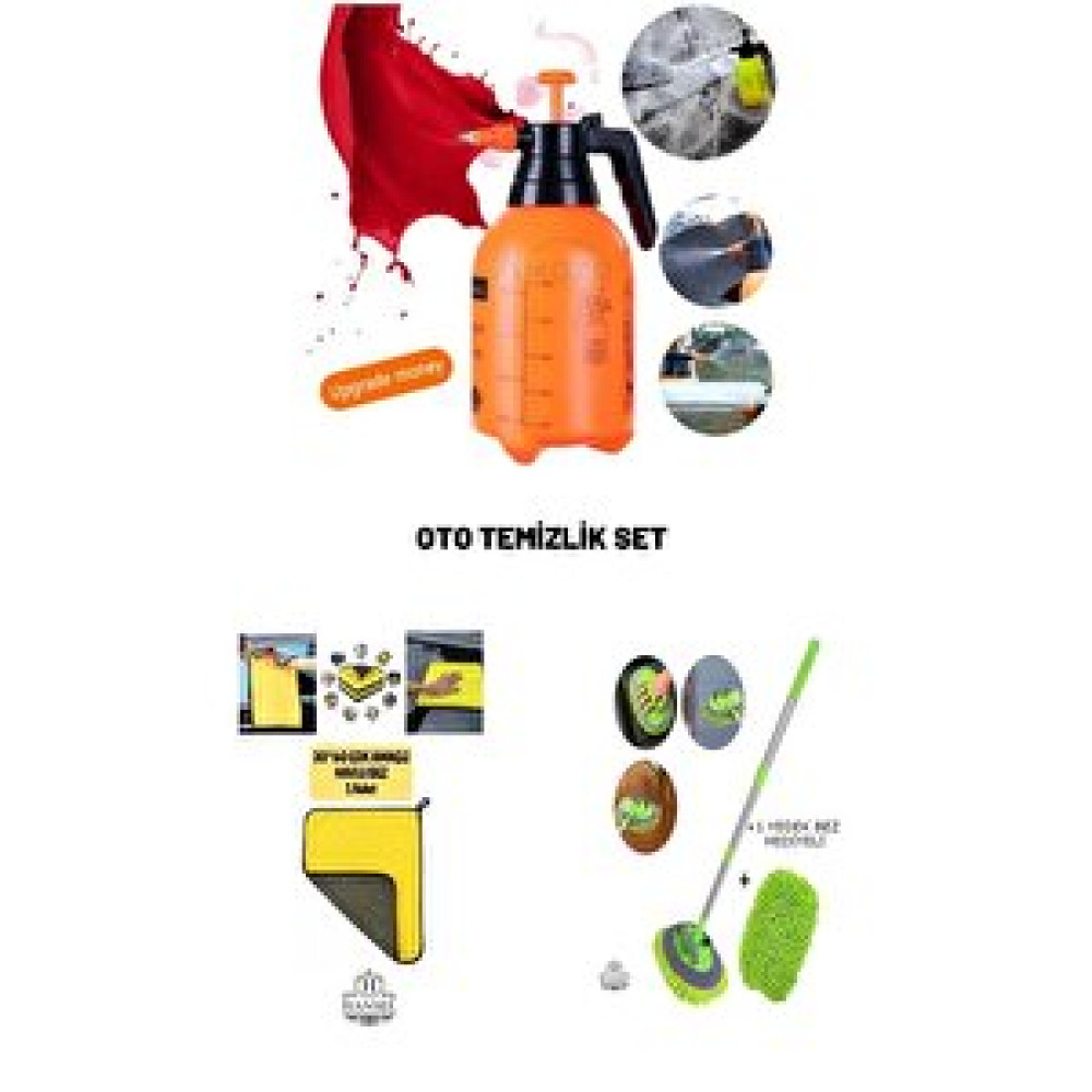 Hansel 3'lü Set Basınçlı Oto Yıkama Pompası Köpük Yapıcı + Mikrofiber Bez + Şönil Araba Yıkama Fırçası Oto Bakım & Temizlik Ürünleri Fiyatı