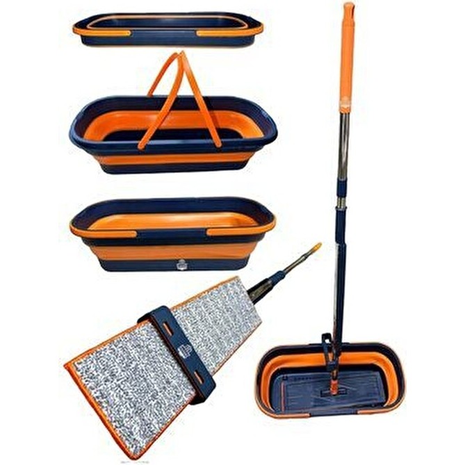 Hansel Extra Hazneli Katlanır Mop Seti 2 Ürün Kova ve Mop 132 cm Uzunlukta Tekerlekli ve Ergonomik - Lacivert Diğer Fiyatı