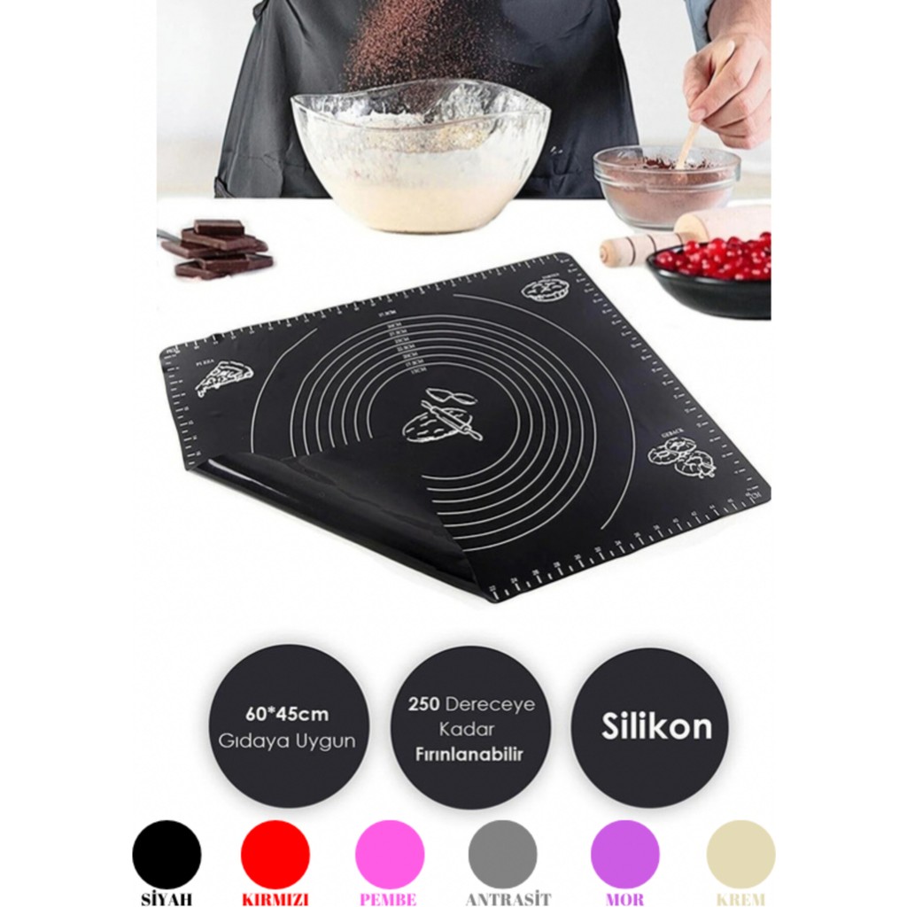 Hansel Pratik Siyah Fırınlanabilir Büyük Boy Silikon Hamur Açma ve Pişirme Matı Silpatı 65 x 45CM SSD / Solid State Drive Fiyatı