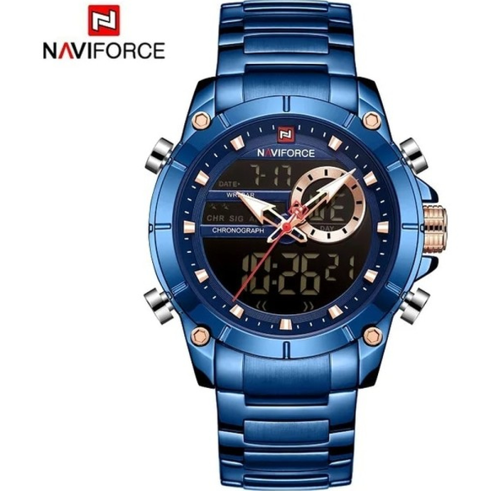 Hanyang Mavi Navıforce Casual Quartz Saat Erkekler Paslanmaz Çelik Erkek Ordu Askeri LED Saat Erkek Su Geçirmez Saatler Relogio Masculino (Yurt Dış... Kol Saatleri Fiyatı