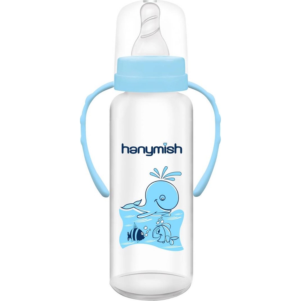 Hanymish 240 ml Kulplu Pp Biberon Mavi Renkli BPA Free Plastik Malzeme ile Konforlu Beslenme Biberon Fiyatı