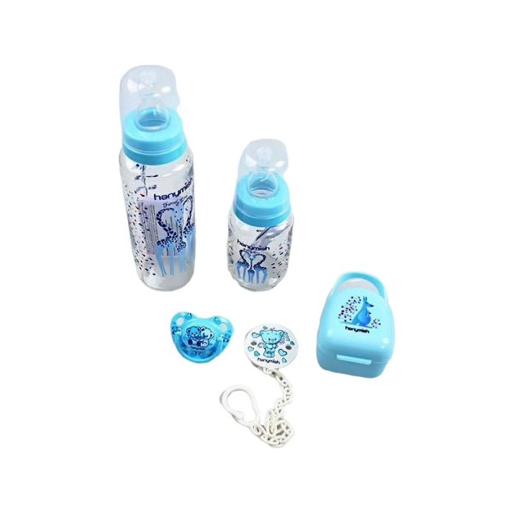 Hanymish 5'li Cam Biberon ve Emzik Seti - 240 ml - Mavi Biberon Fiyatı
