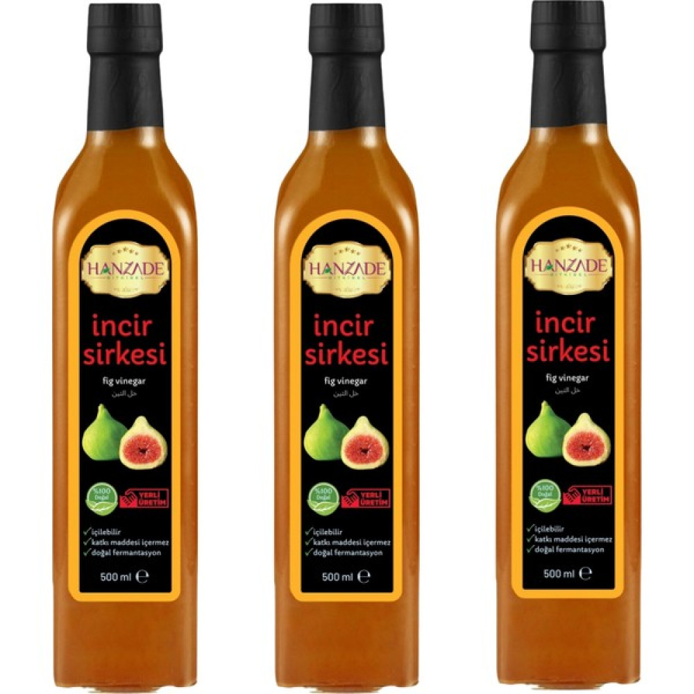 Hanzade Bitkisel İncir Sirkesi Doğal Fermantasyon İçilebilir Katkısız Cam Şişe 3 x 500 ml - 1,5 lt Sos Fiyatı