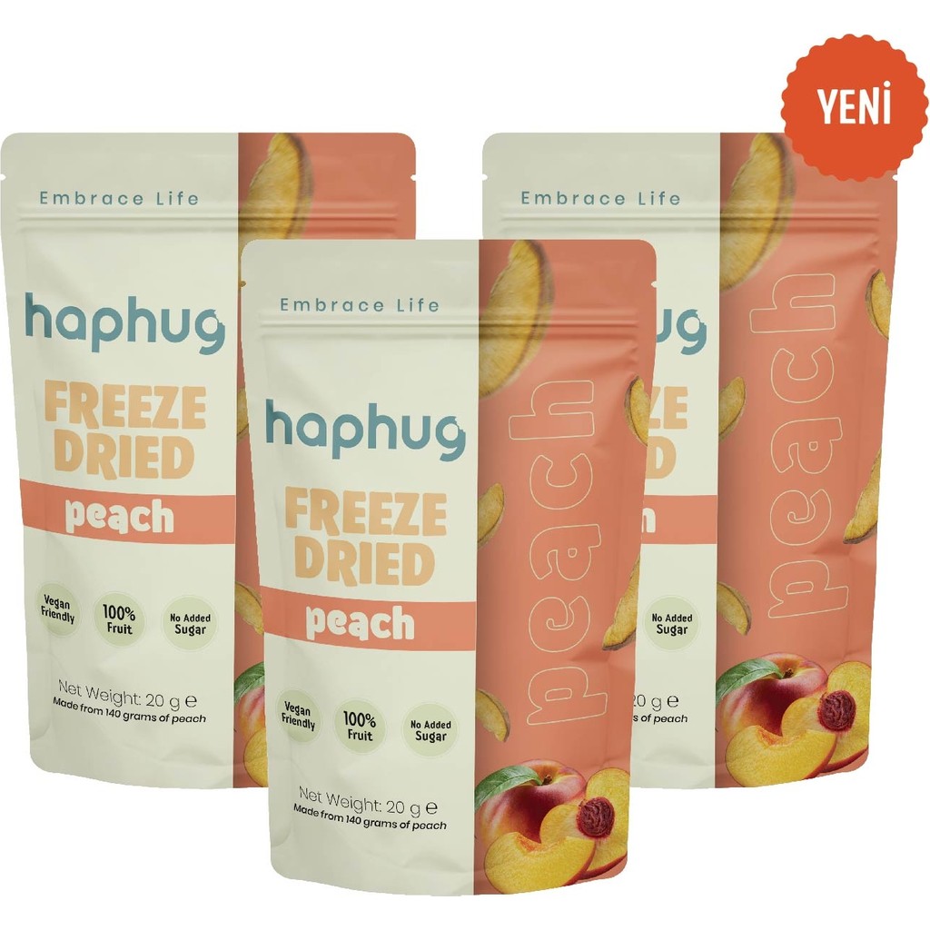 Haphug 3'lü Paket Freeze Dried Şeftali 3xx20 gr - 60 gr Kuru Meyve Fiyatı