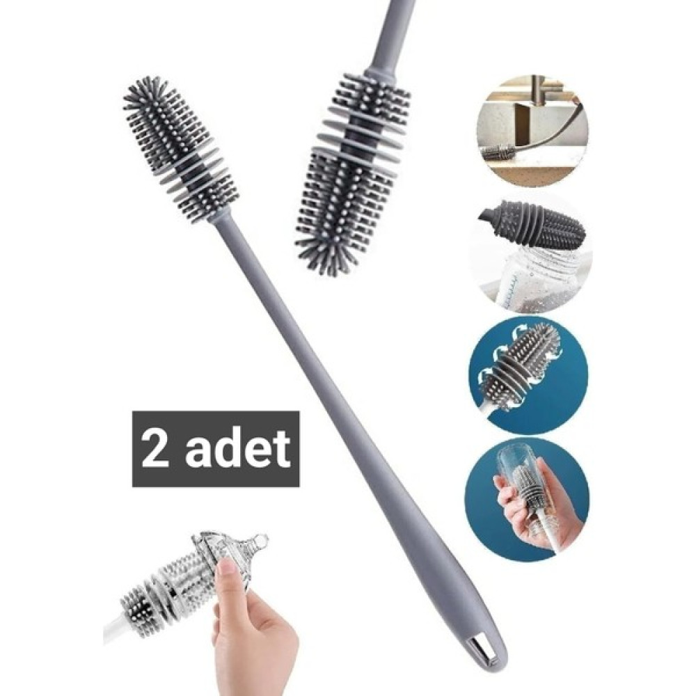 Happier Biberon Emzik Temizleyici Silikon Fırça-Şişe&bardak&kavanoz&termus Temizleme Fırçası-2 adet Biberon Fiyatı
