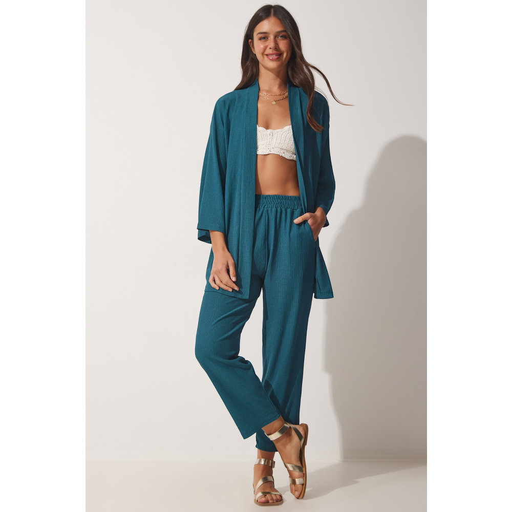 Happiness İstanbul Kadın Zümrüt Yeşili Kimono Pantolon Örme Takımı 36 Beden Kadın Giyim Fiyatı