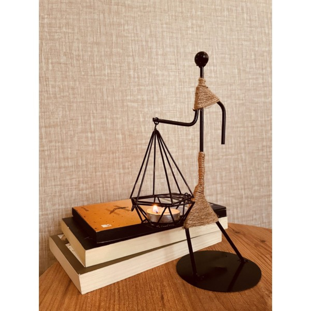 Happy Art Shop Vi̇ntage Iskandi̇nav Demi̇r Şamdan - Pri̇zma Mumluk - Siyah Şamdan Fiyatı