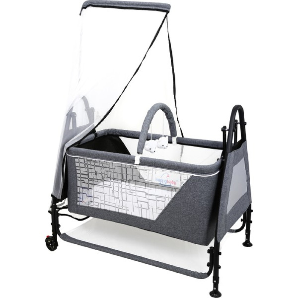 Happy Baby Elit Keten Beşik - EN : 50 CM - BOY :96 CM - YÜKSEKLİK :143 CM - DERİNLİK :40 CM - Gri Beşik Fiyatı