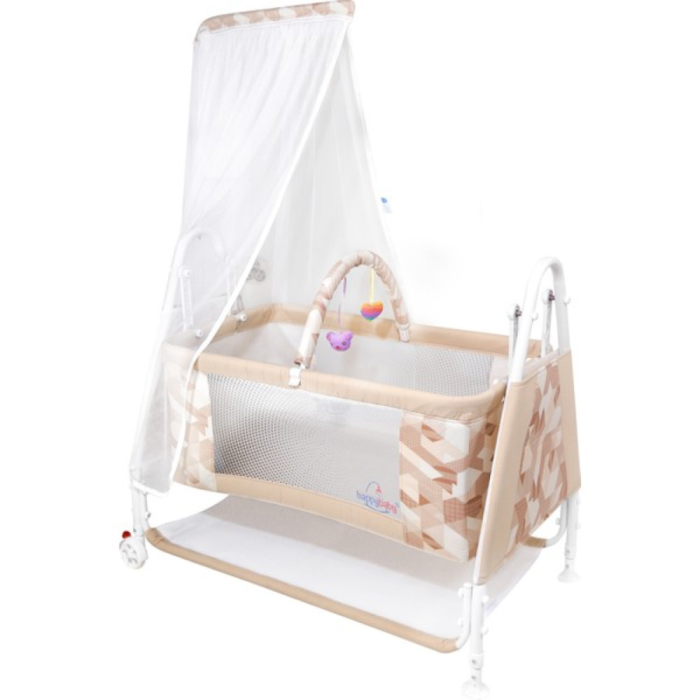 Happy Baby Elit Polo Beşik - EN : 50 CM - BOY :96 CM - YÜKSEKLİK :143 CM - DERİNLİK :40 CM - Bej Beşik Fiyatı