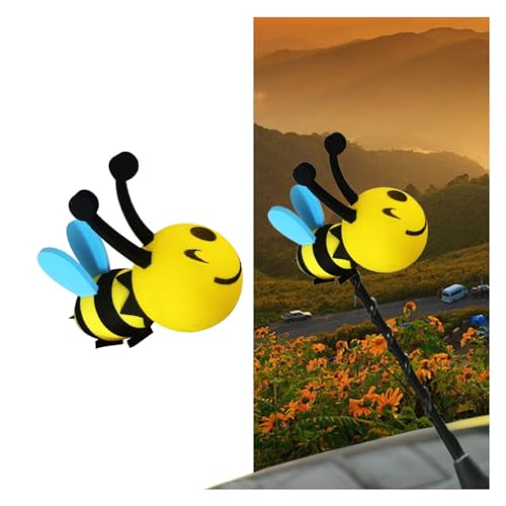 Happy Bee Car Antenna Topper, Cute Bee Automotive Antenna Ball, Easy to Find Car in The Parking Lot, Universal Car Exterior Accessories for Vehicle Truck SUV (Bee)
