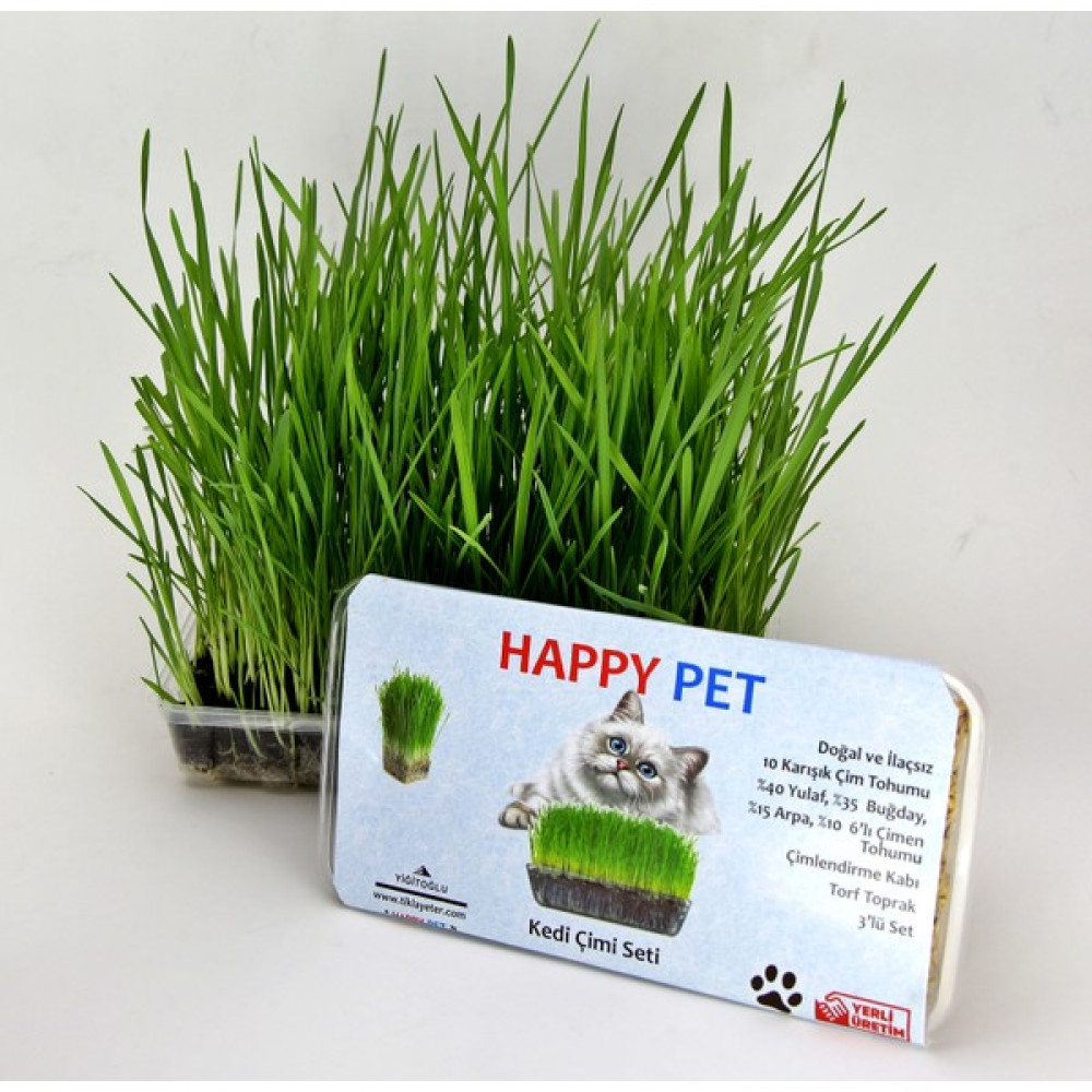 Happy Pet Kedi Çimi Seti 100GR. Karışım Çim Taze Paket (PET25) Evcil Hayvan Ürünleri Fiyatı