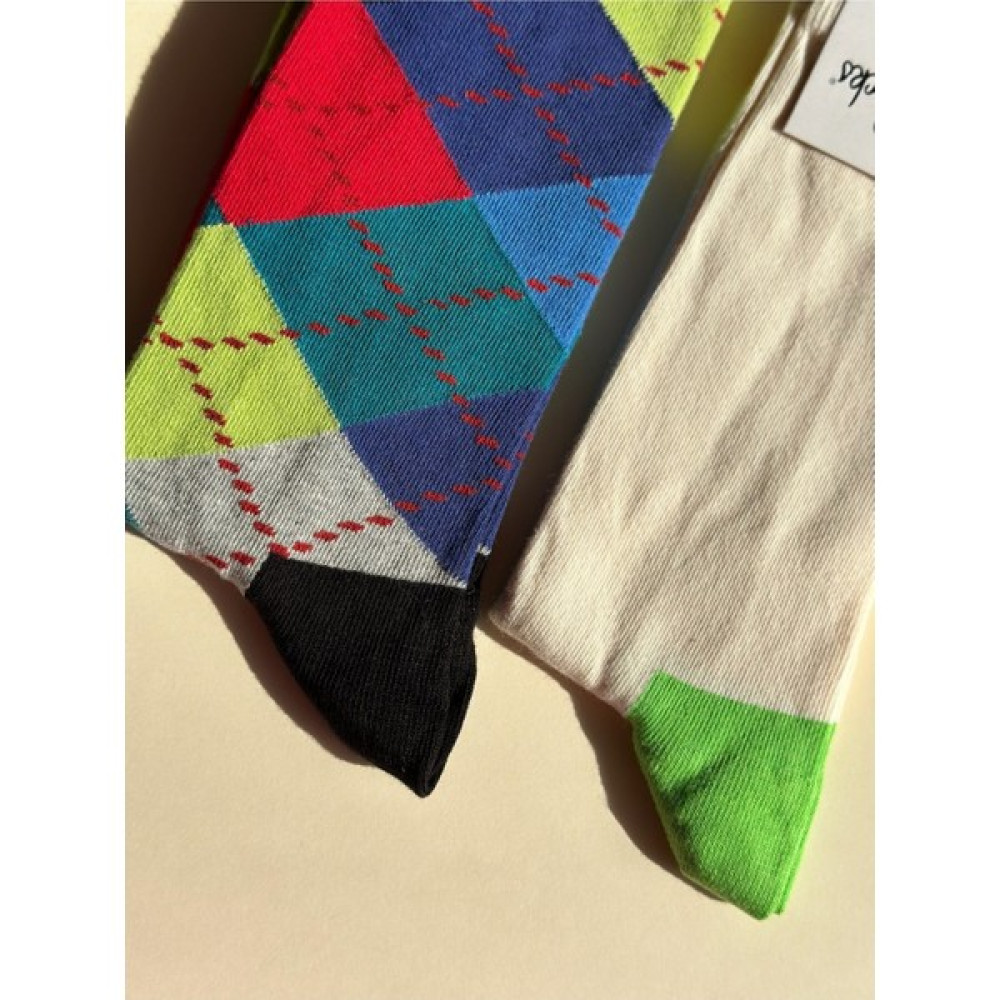 Happy Socks Zetro Özel Seri Ithal 2'li Paket Baklava ve Düz Desen Çorap Çorap (Outdoor) Fiyatı