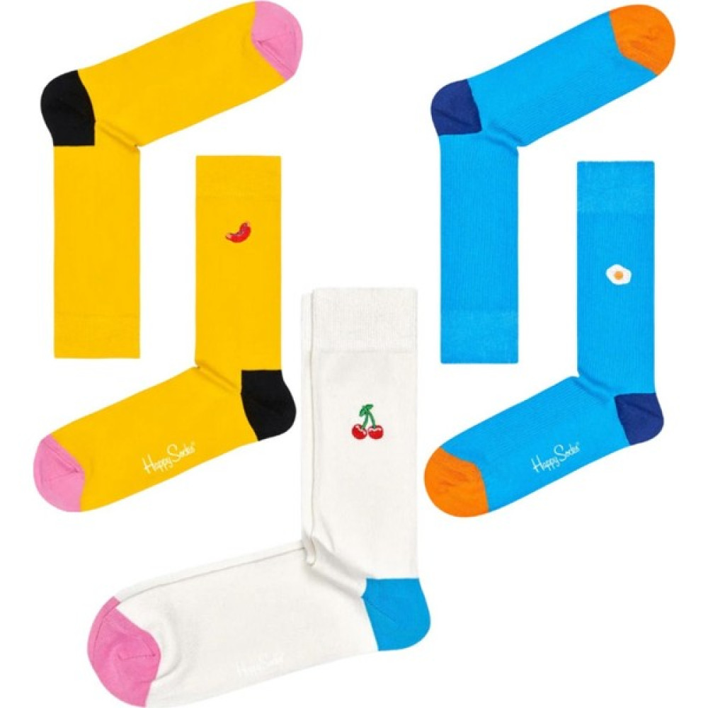 Happy Socks Zetro Özel Seri Ithal 3'lü Paket Düz Renk Nakışlı Dikişsiz Çorap Çorap (Outdoor) Fiyatı