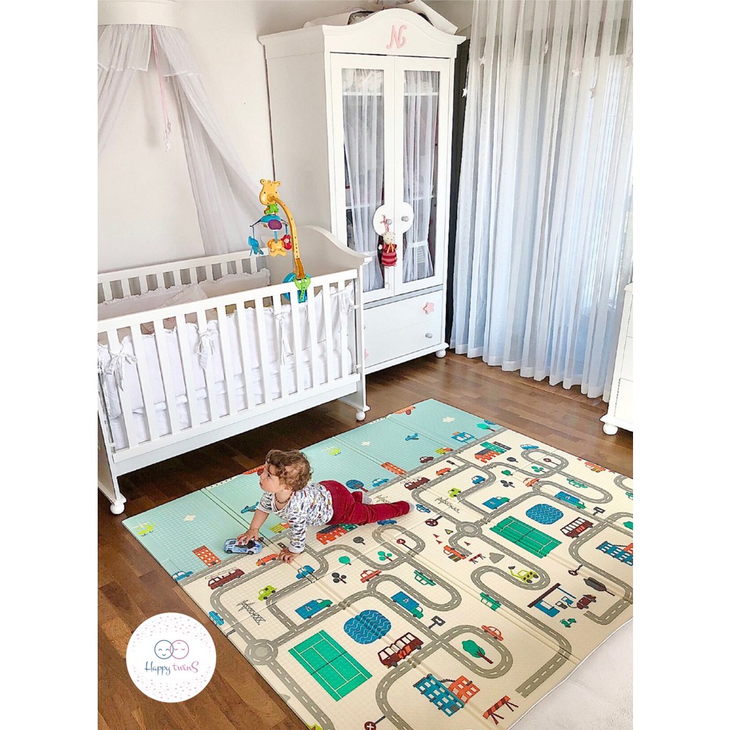 Happy Twins Dino Road Katlanabilir Çift Taraflı Oyun Matı 150X200X1CM - 150 x 200 x 1 cm - Renkli Diğer Fiyatı