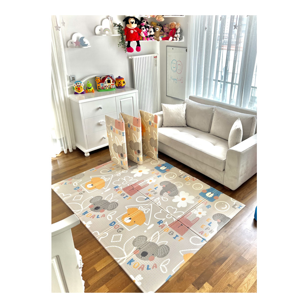 Happy Twins Happy Animals Katlanabilir Çift Taraflı Oyun Matı 150x200x1cm Bebek Odası Halı Fiyatı