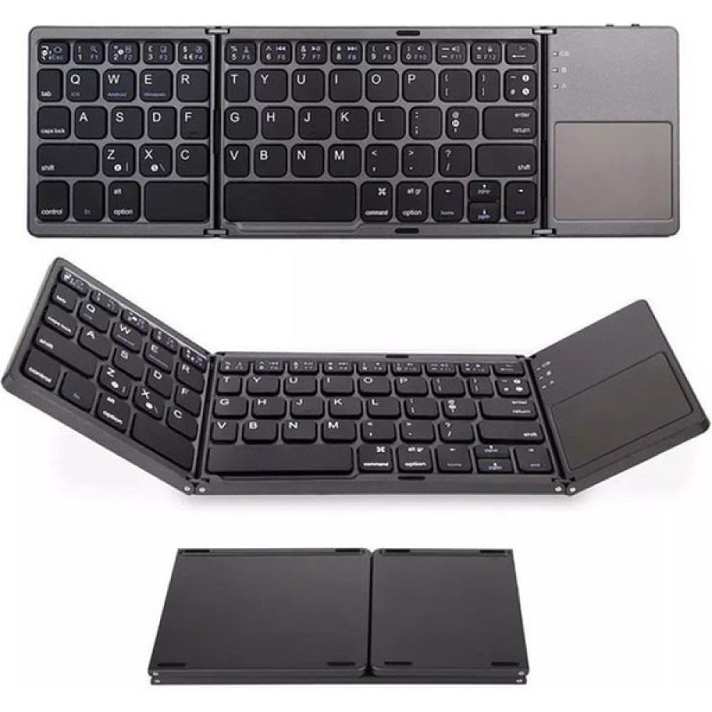 Happy World Shopping Yeni Taşınabilir Mini Üç Katlanır Bluetooth Klavye Ios Android Windows iPad Tablet Için Kablosuz Katlanabilir Touchpad Tuş Tak... Oyuncu Klavyesi Fiyatı