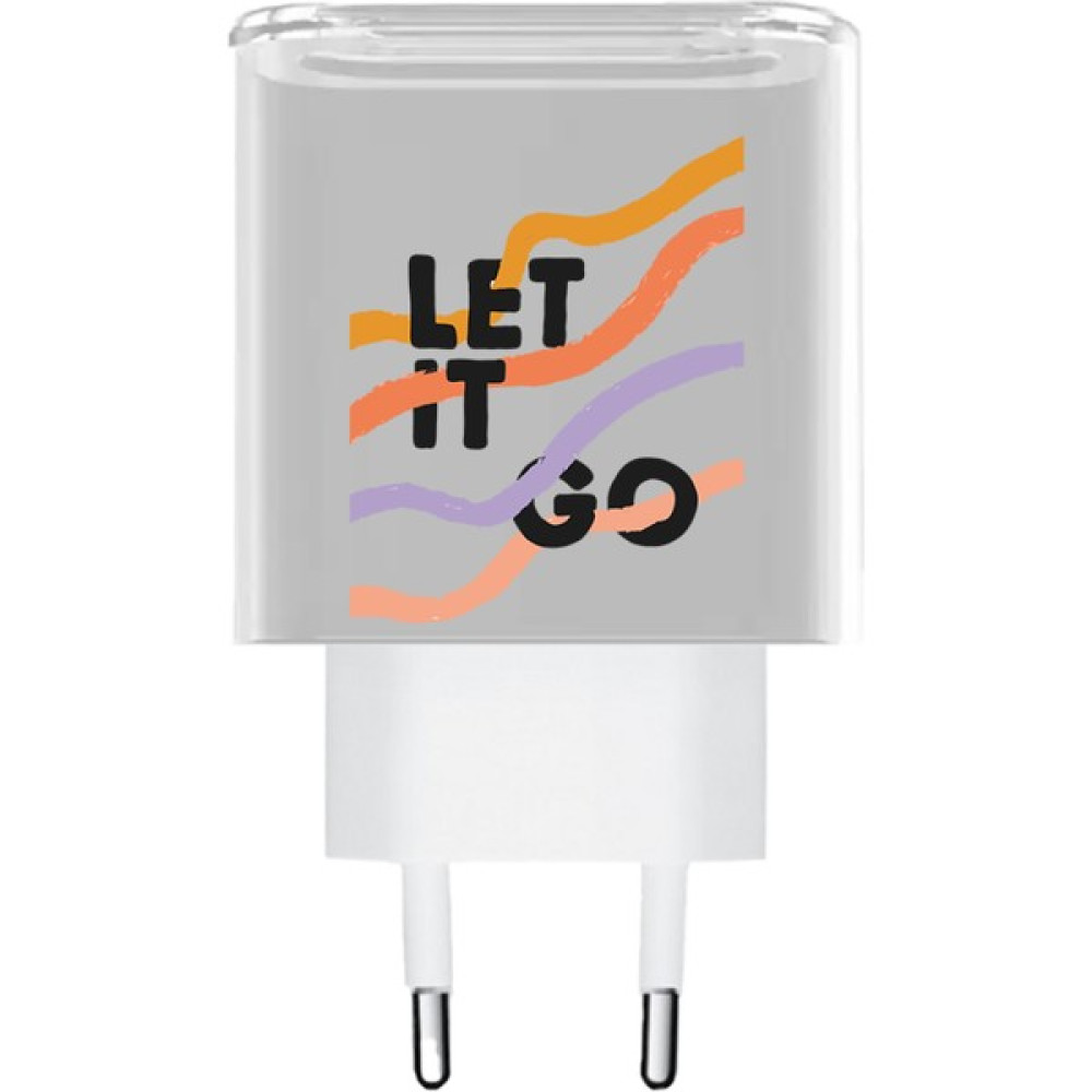 HappyCase Apple Adaptör Uyumlu Letit Go Desenli Şeffaf Başlık Koruyucu - Renkli Cep Telefonu Şarj Cihazı Fiyatı
