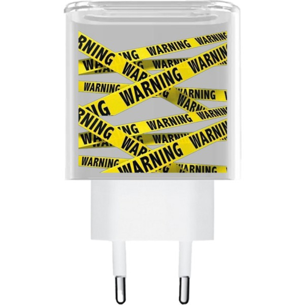 HappyCase Apple Adaptör Uyumlu Warning Desenli Şeffaf Başlık Koruyucu - Renkli Cep Telefonu Şarj Cihazı Fiyatı